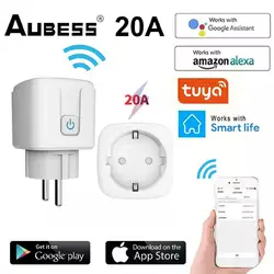 Розумна смарт розетка Aubess 20A з WI-FI підключенням до телефону біла
