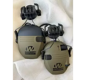 Тактичні активні навушники для стрільби Walker’s Razor olive зкріпленням/адаптерами на каску шолом